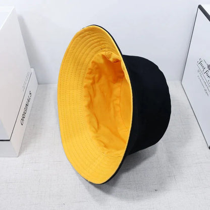 Double-Sided Bucket Hat for Women Men Summer Wide-brim Fisherman Cap