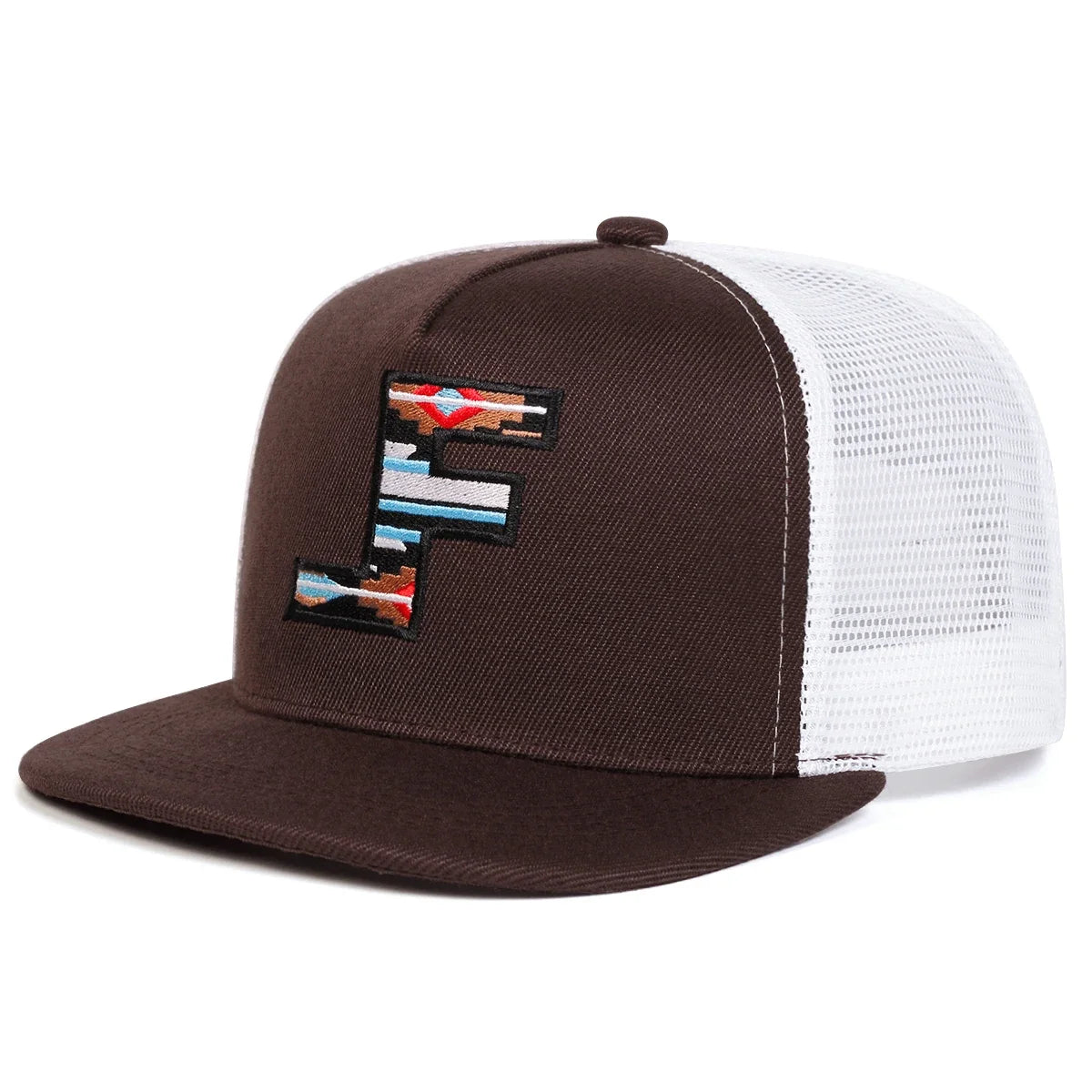 Unisex F Letter Embroidery Hip-hop Net Hats Spring and Summer Sports Cap