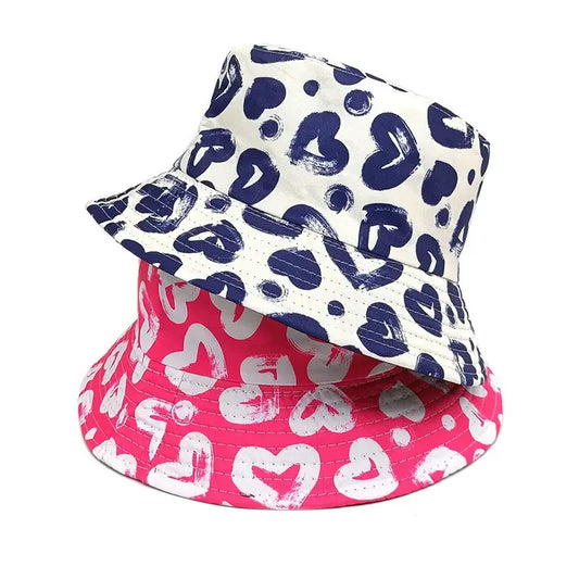 Four Seasons Polyester Cartoon Love Print Bucket Hat