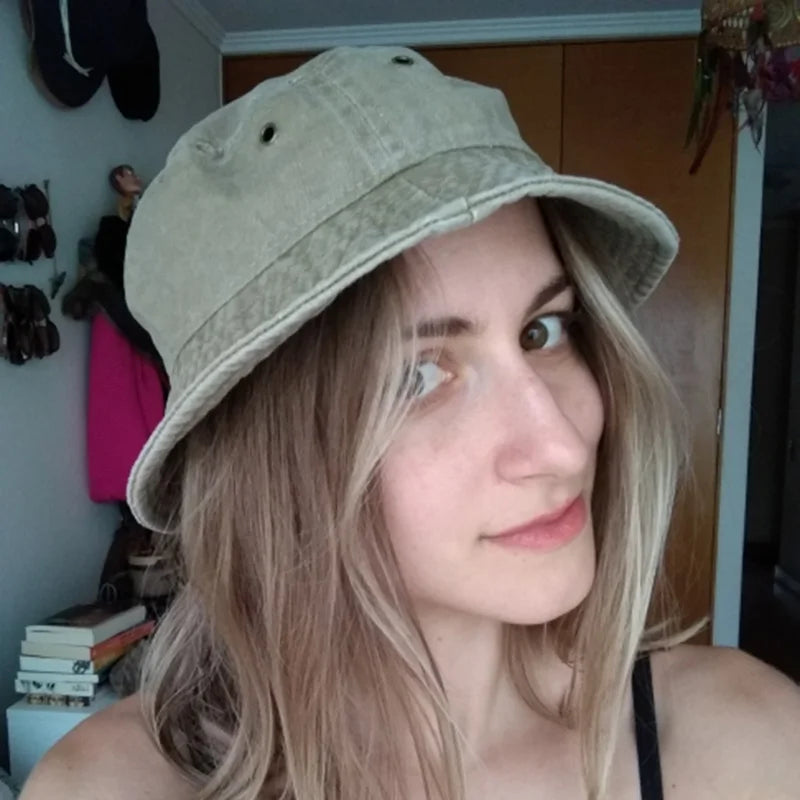 New Fisherman Hat Vintage Denim Bucket Hats Outdoor Men Women