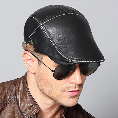 2025 Spring Man Genuine Leather Cowhide Beret Hats