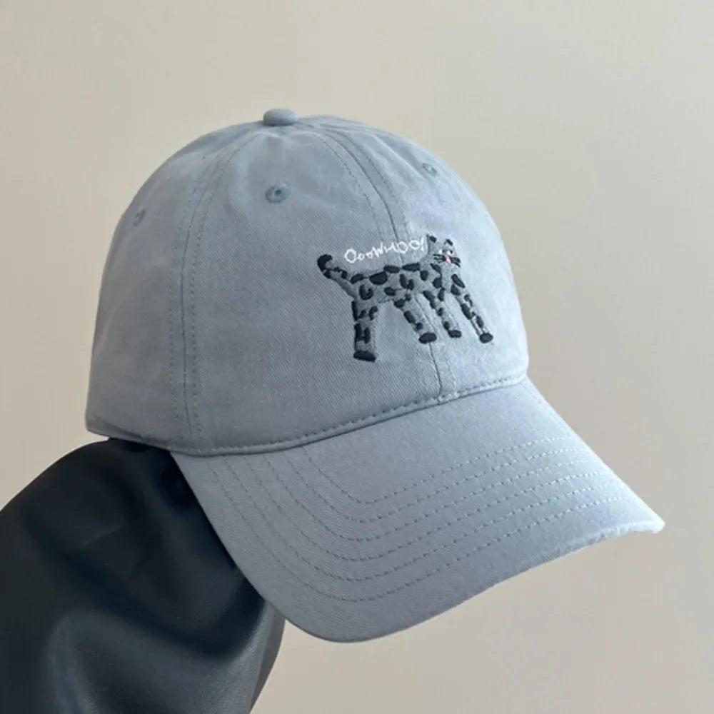 Retro Embroidered Embroidery Baseball Cap Spotted Cat Peaked Cap
