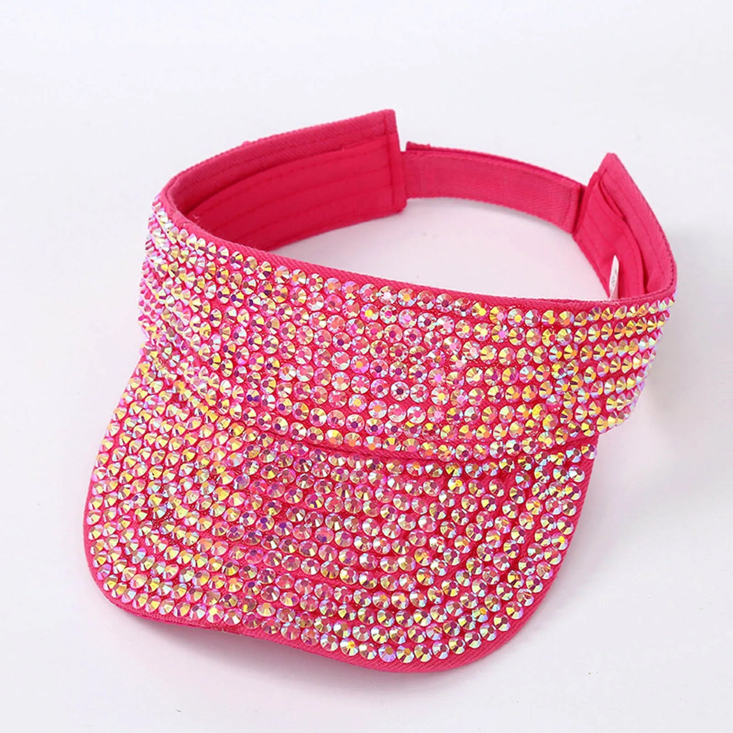 Glitter Visor Shiny Rhinestones Sport Cap Solid Empty Top Hats