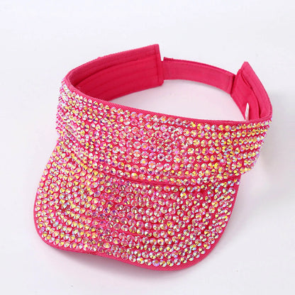 Glitter Visor Shiny Rhinestones Sport Cap Solid Empty Top Hats
