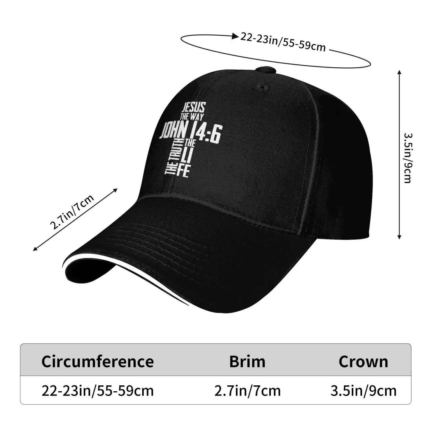 Mandev Original Classic Casquette Hat Men Women Christian Bible Verse Jesus The Way John 14:6 Baseball Cap