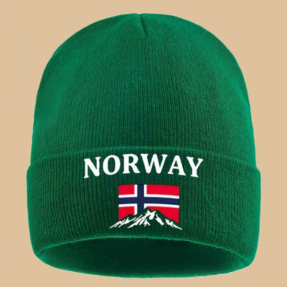 Lined Knit Beanie With Norway Embroidery Vintage Trucker Hat For Youth Couples