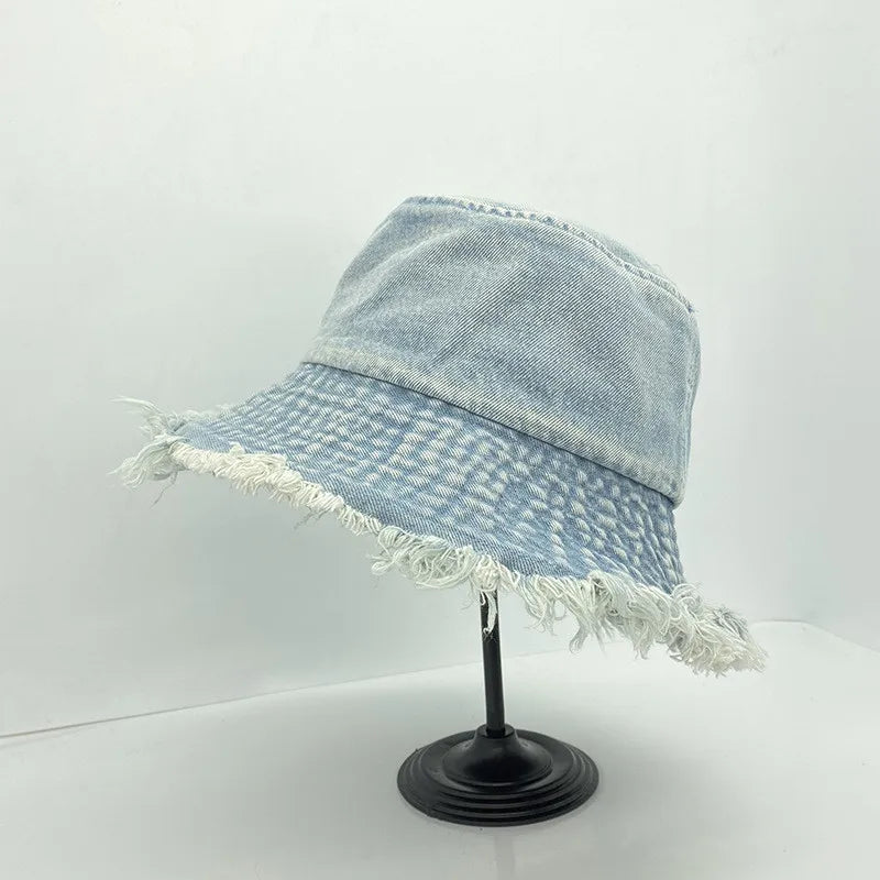 Women Fashion Retro Denim Washed Fisherman Cap