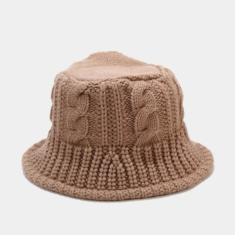 Women's Knitted Bucket Hat - Windproof Winter Fisherman Beanie