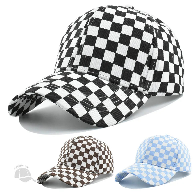 Checkerboard Baseball Cap Men Women Outdoor
