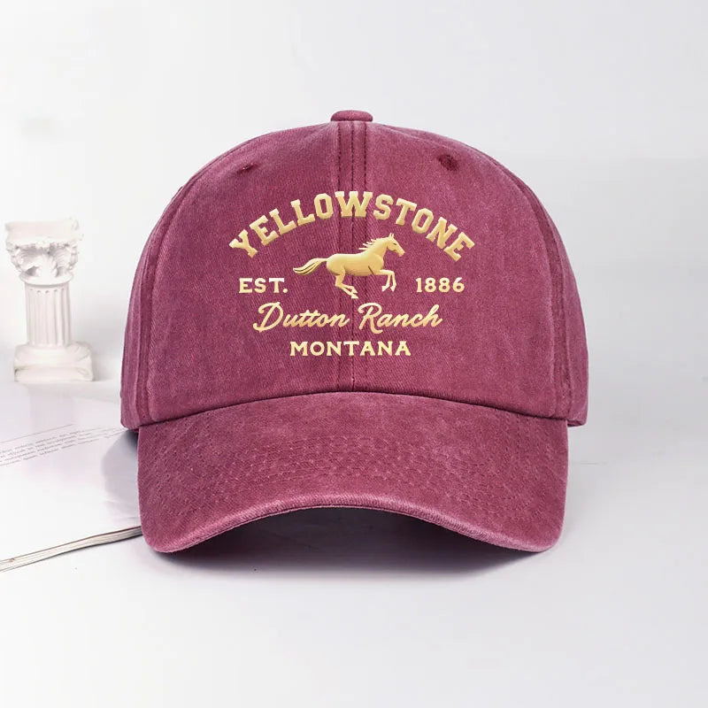 Yellowstone Horse Print Washed Baseball Cap Lightweight Breathable Adjustable Unisex Casual Cap