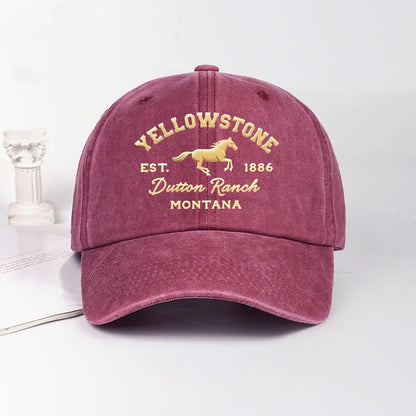Yellowstone Horse Print Washed Baseball Cap Lightweight Breathable Adjustable Unisex Casual Cap