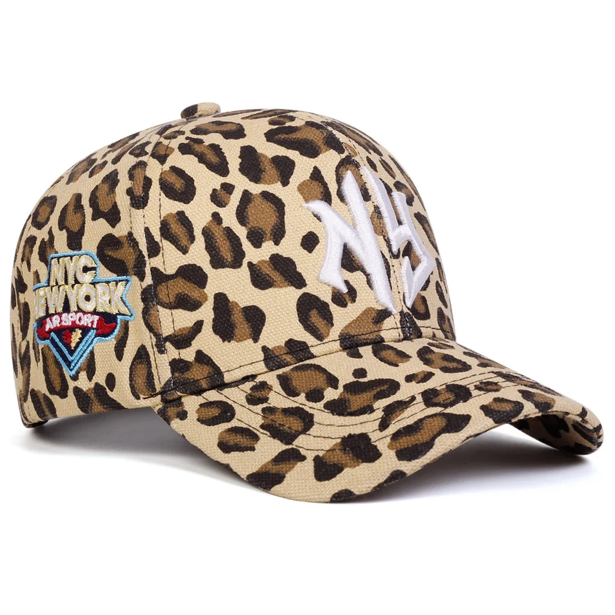 Unisex NG Letter Embroidery Leopard Print Baseball Caps
