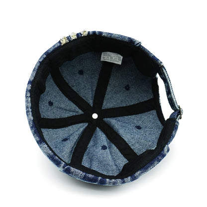 Retro Denim Docker Cap Splicing Style Brimless Caps