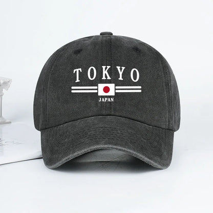 TOKYO JAPAN Printed Washed Baseball Cap Tokyo Japan Urban Style Classic Fashion Daily Commuting
