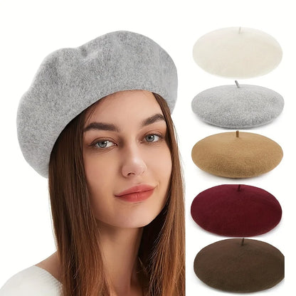 Women's Classic Beret Hat, Fall Winter Vintage Painter Hat