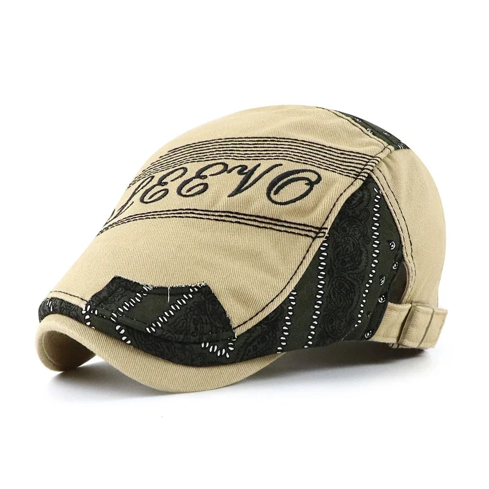 Men Letters Embroidered Newsboy Hat Women Fashion Adjustable
