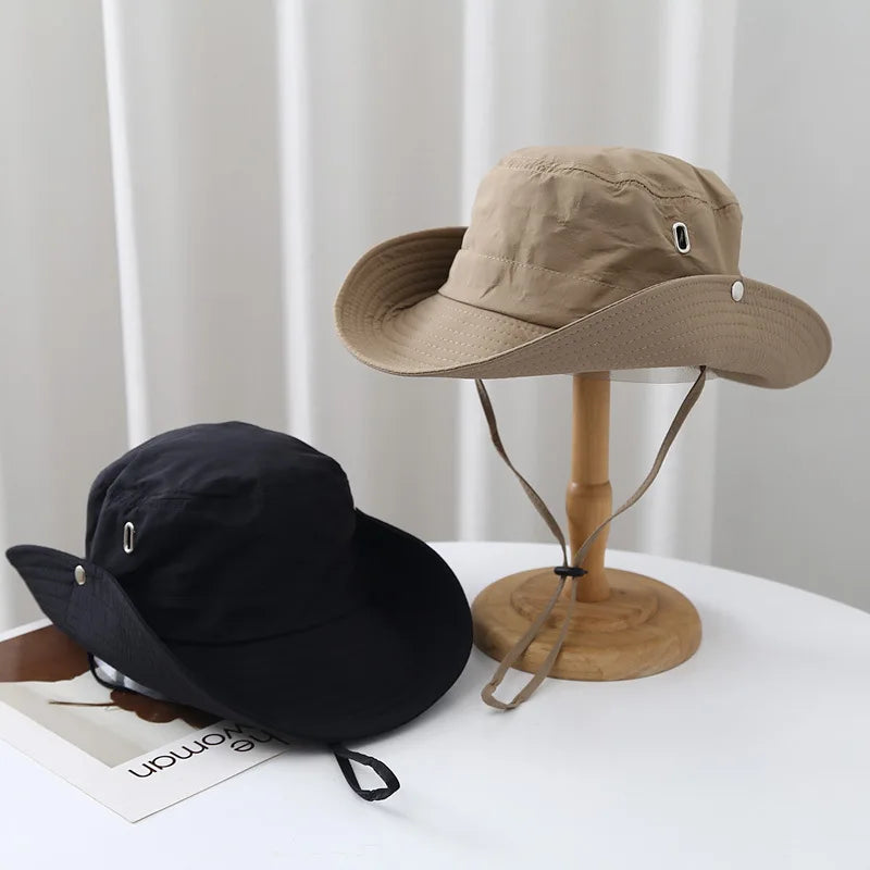 Men Cowboy Fisherman Hat Summer Outdoor Mountaineering Jungle Sunscreen Basin Cap