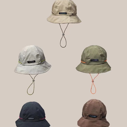 Japanese Drawstring Contrasting Fisherman Hat, Versatile For Outdoor Outings In All Seasons