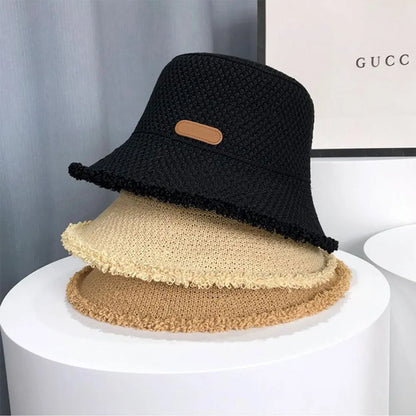 Summer Straw Hat Women Sun Protection Bucket Hat