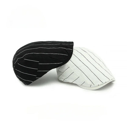 Women Men Simple Striped Summer Hat