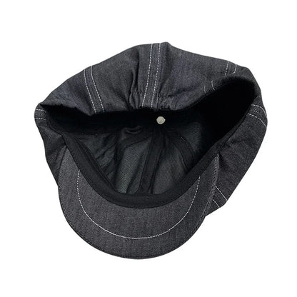 High Quality Newsboy Caps Men Women Black Beret British Gatsby Cap Spring Autumn Denim Fabric Hat