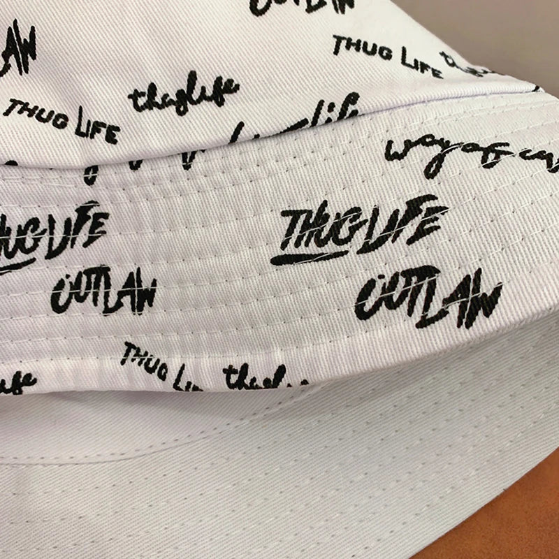 Fashion Graffiti Letters Print Cotton Bucket Hat For Men Women