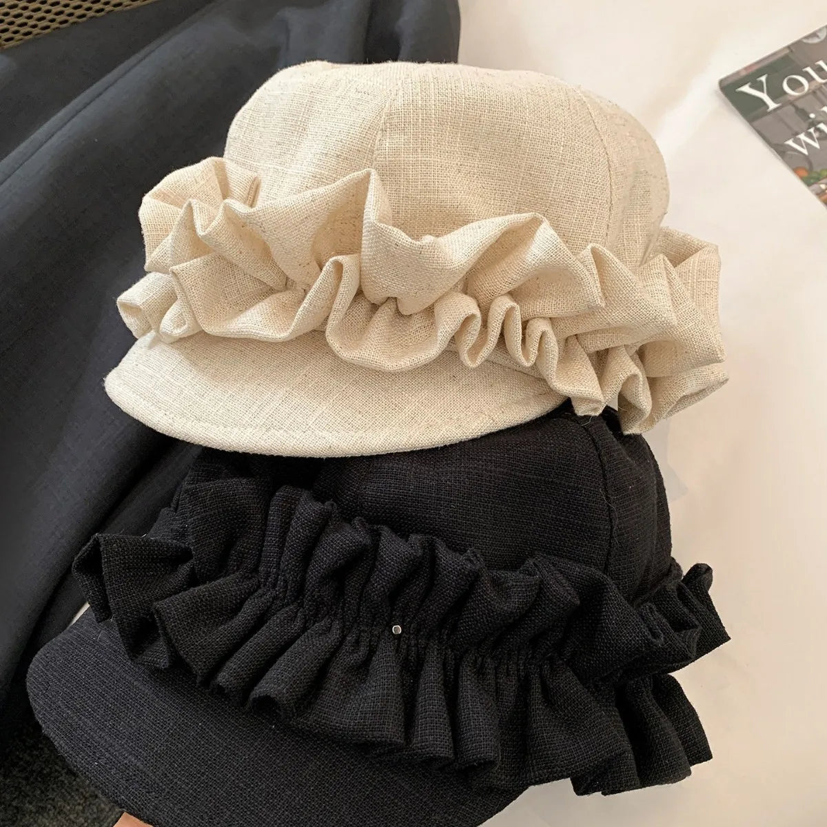 Japan Linen Fabric Women's Beret Hat Summer Vintage