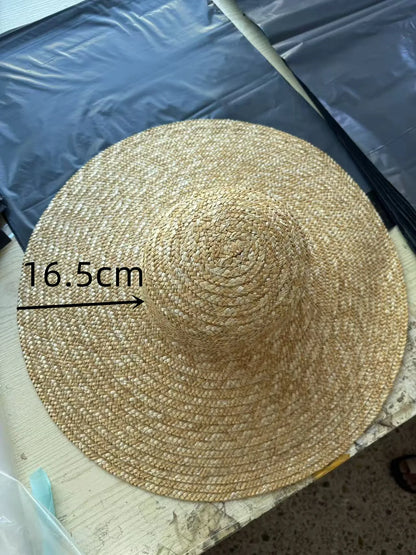 Straw Square Ribbon Straw Hat Beach Travel Sun Protection Flat Hat
