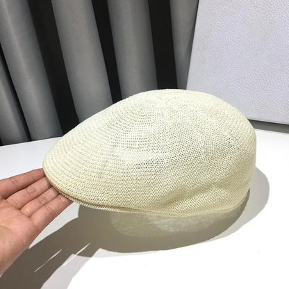 Retro Style Solid Color Straw Hat Adjustable Sun Protection Beach Hat