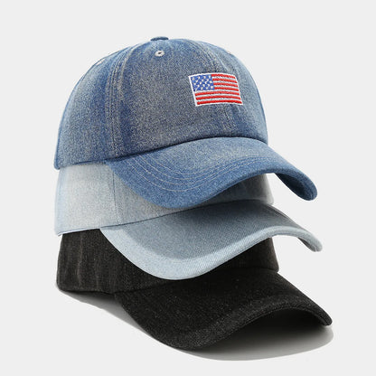 American Flag Embroidered Cowboy Duck Tongue Hat