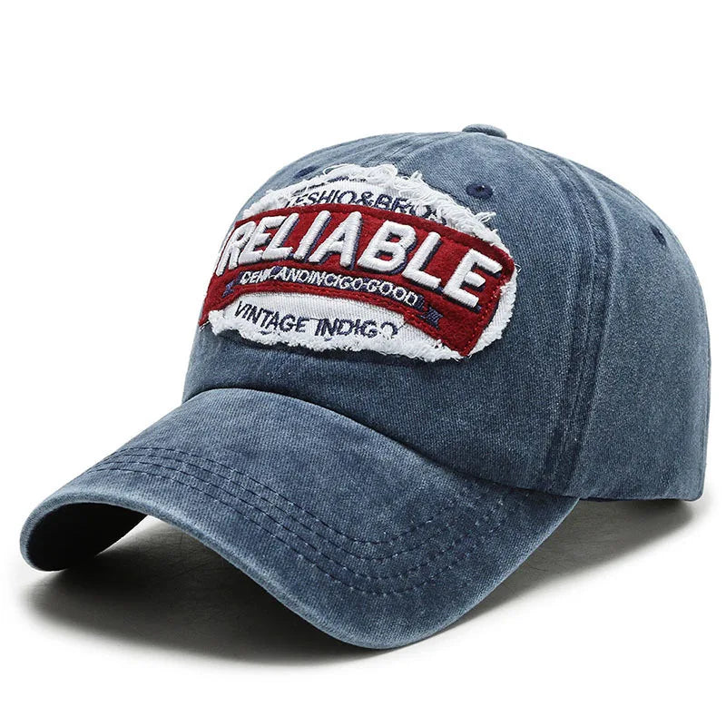 Fashion Washed Distressed Letter Embroidered Baseball Cap
