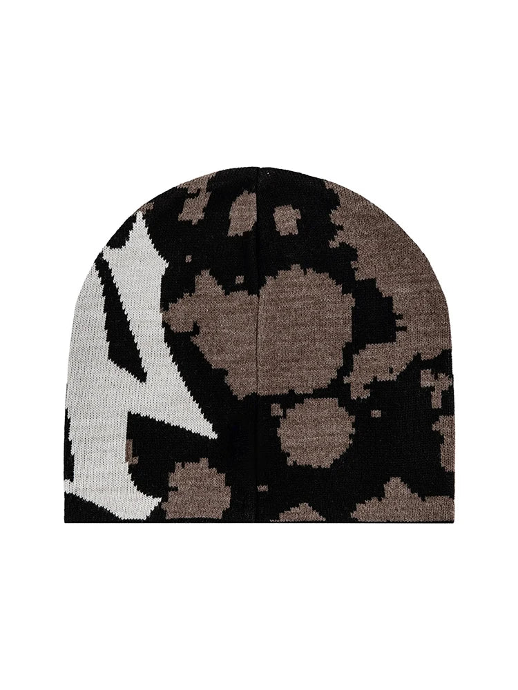 Women Beanie Pussycat Luv Jacquard Korean Winter Warm Knit Vintage Y2k Hats