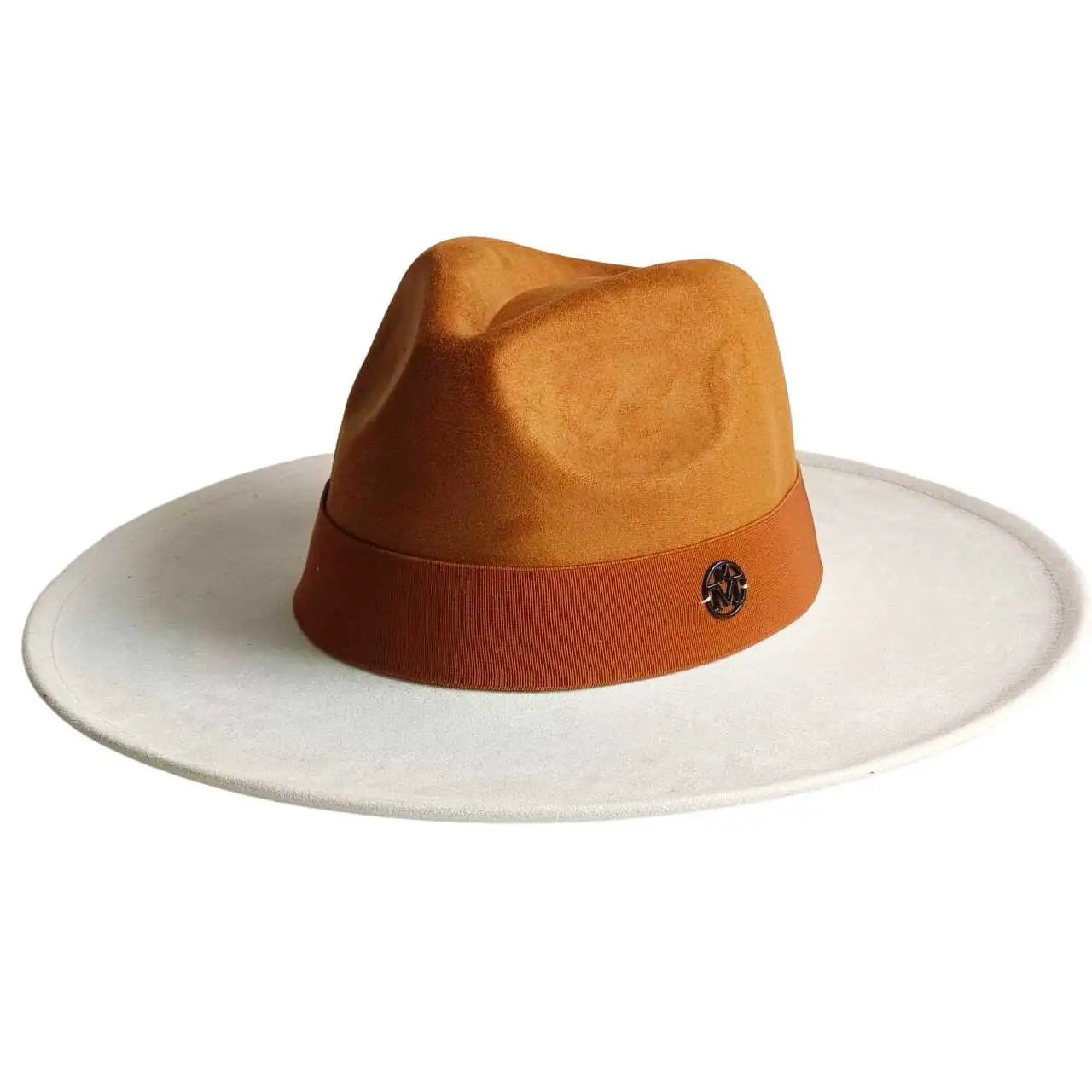 Vegan Suede Hat Teardrop Shape 9.5cm Wide Brim Fedora Hat Men's And Women's