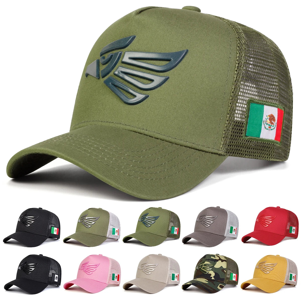 Unisex Mexican Eagle Label Baseball Net Caps Adjustable Casual Hats
