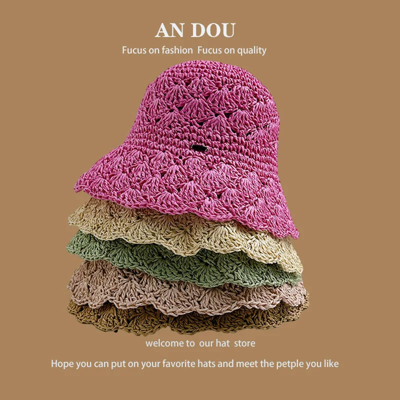 Japanese Spring/Summer Solid Color Lace Show Face Small Bucket Hat