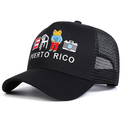 Unisex Puerto Rico Letter Embroidery Baseball Net Caps Spring and Summer