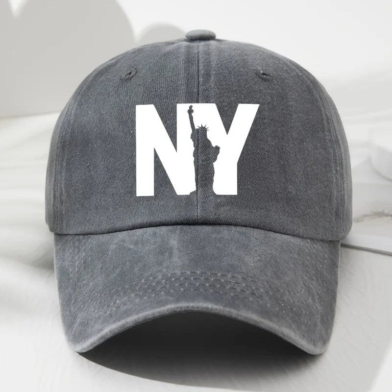 Unisex NY Goddess Print Soft Top Baseball Cap, Adjustable Outdoor Hat
