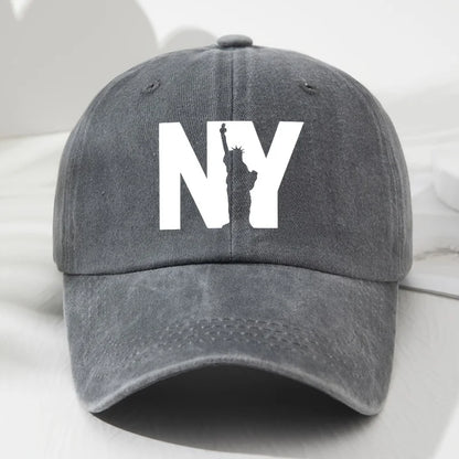 Unisex NY Goddess Print Soft Top Baseball Cap, Adjustable Outdoor Hat