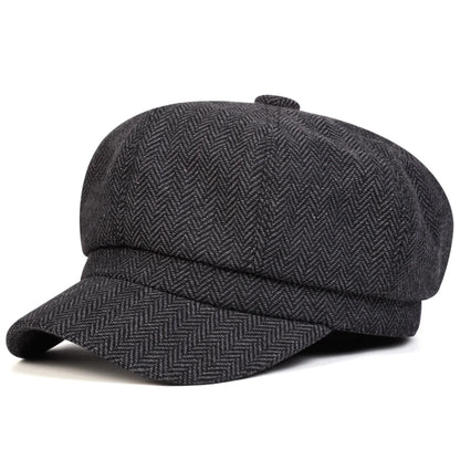 Unisex Herringbone Personality Newsboy Hat Spring Autumn