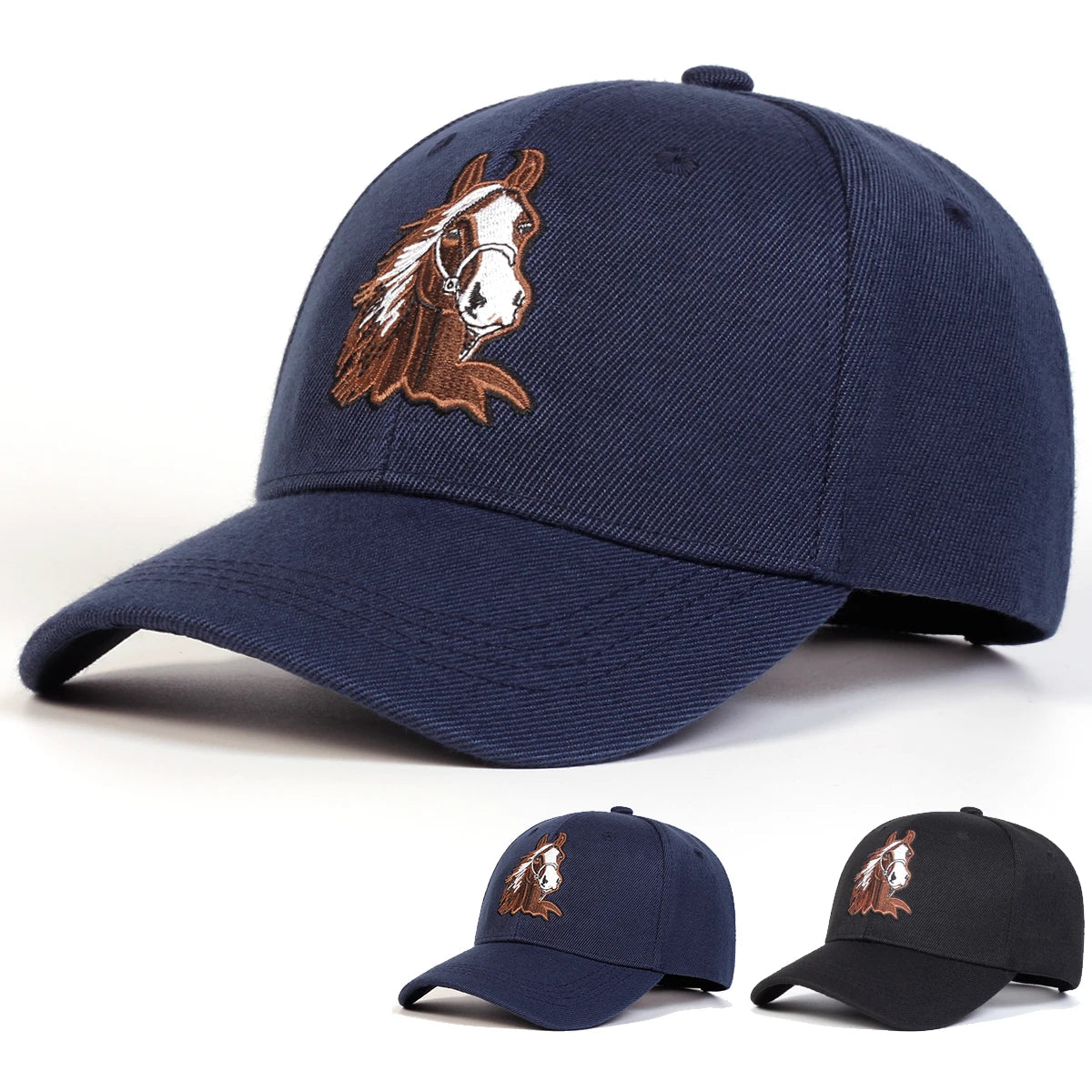 Unisex Horse Embroidery Baseball Caps Spring Autumn Outdoor Adjustable