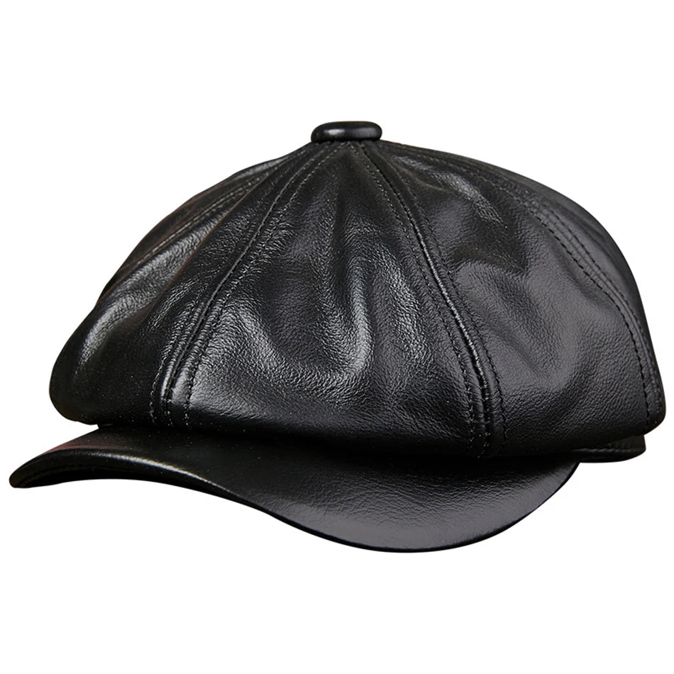 2026 Genuine Cow Leather Classic Brown Newsboy Hats