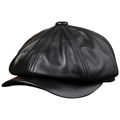 2026 Genuine Cow Leather Classic Brown Newsboy Hats