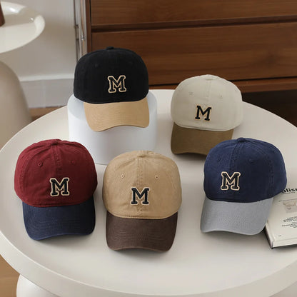 Children's Hat Letter M Washed Cap Korean Style New Sun Hat