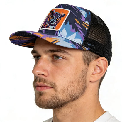 Unique Graffiti Owl Print Baseball Hat for Men Women Breathable Mesh Unisex Outdoor Hiking Casual Cap