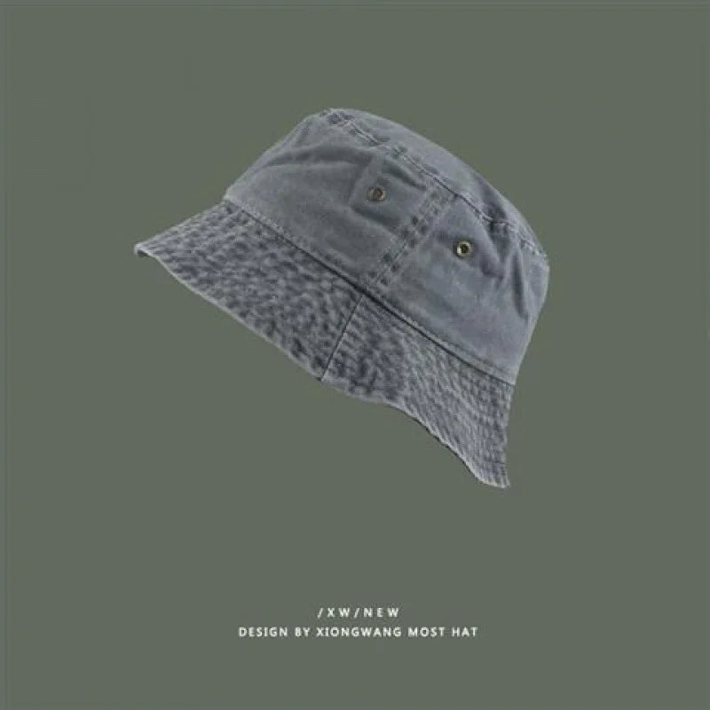 Fashion Women Men Washed Denim Solid Vintage Bucket Hats