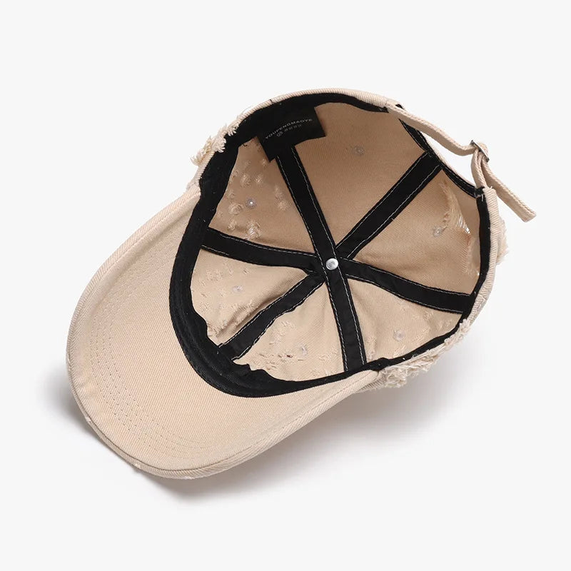 Spring Soft-Top Washed Distressed Curved Brim Baseball Cap