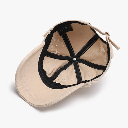Spring Soft-Top Washed Distressed Curved Brim Baseball Cap