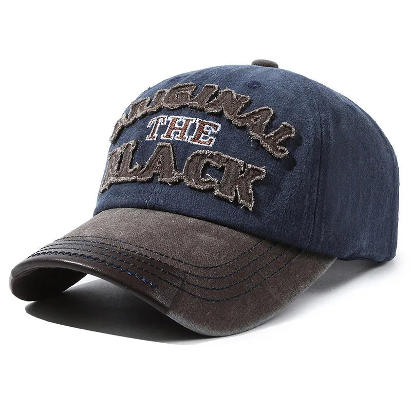 Men's Retro Washed Cloth Alphabet Baseball Cap Curved Brim Old Cap Spring and Autumn