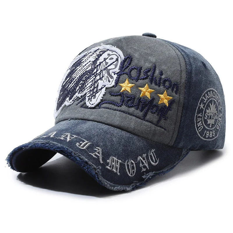 Unisex Washed Cotton Vintage Cap Letter Embroidery Baseball Cap Men And Women
