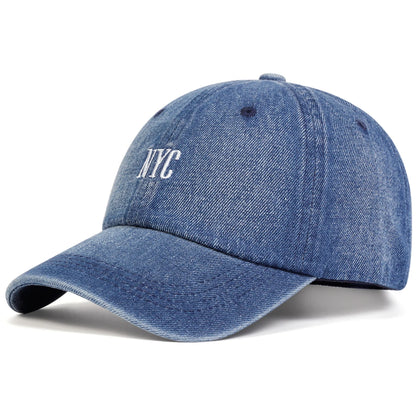 Unisex NYC Embroidery Denim Baseball Caps Spring Autumn Outdoor